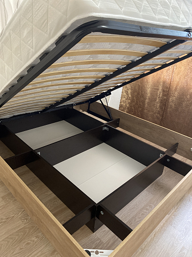 Двуспальная кровать Магантия 160х200 с ПМ парящая дуб баррик фото покупателя 2